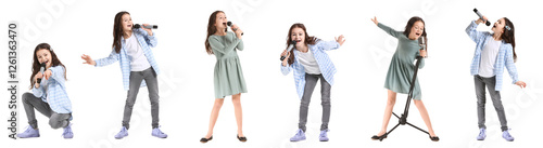 Set of singing little girl ...