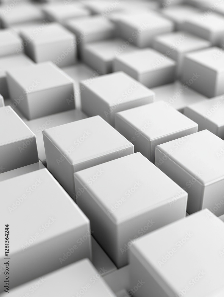 Abstract White Cubes Pattern