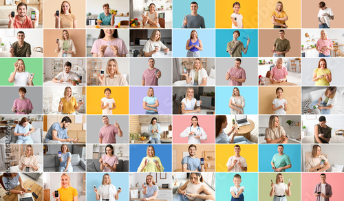 Collage of many people with...