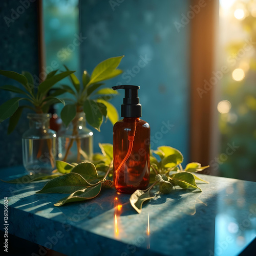 a dark amber glass bottle spray