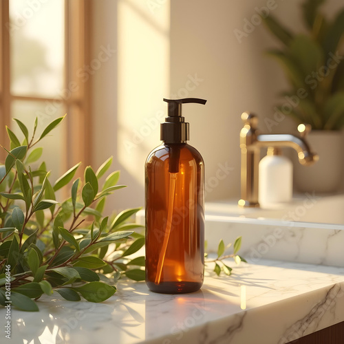 a dark amber glass bottle spray