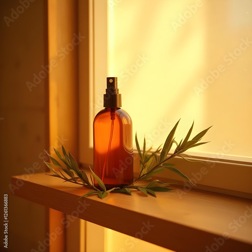 a dark amber glass bottle spray