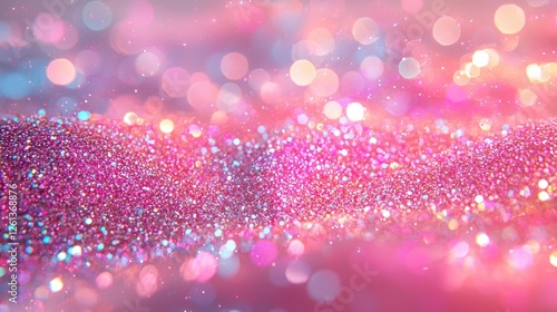 A shimmering background full of pink rainbow glitter and sparkling effects, with an enchanting atmosphere