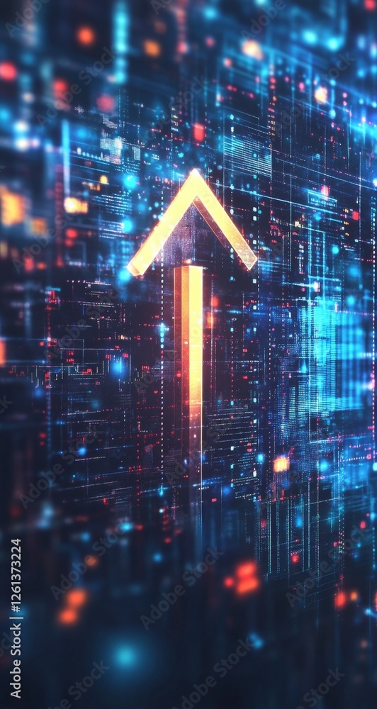 Digital Upward Trend in Abstract Data Stream Background Digital Upward Trend in Abstract Data Stream Background