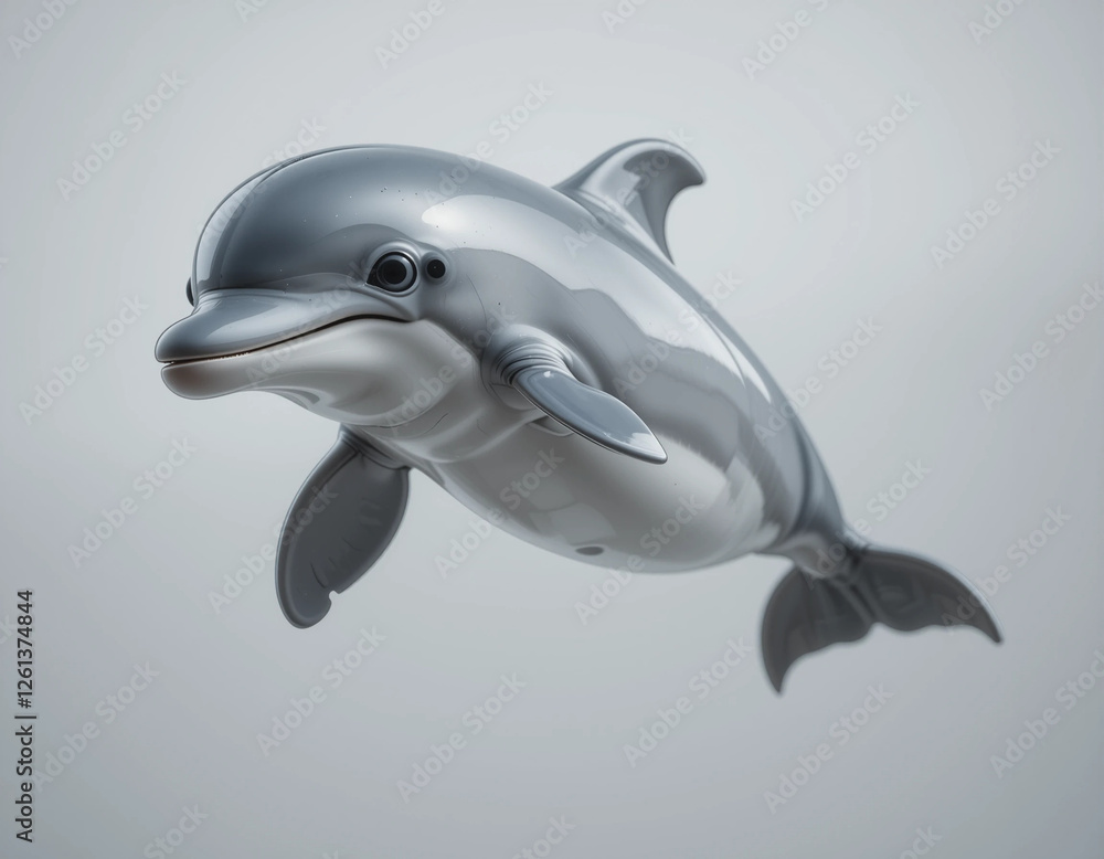 Fototapeta premium Baby Dolphin Jumping Playfully in Mid-Air