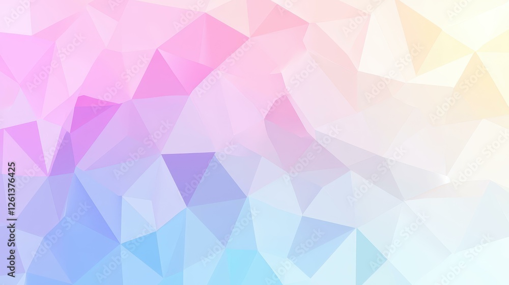 Fototapeta premium Discover a light pink geometric background with a rainbow triangle mosaic, perfect for modern designs and vibrant illustrations.
