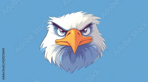 Vibrant cartoon eagle artwork in D, featuring simple lines and textures for a modern flat illustration look.