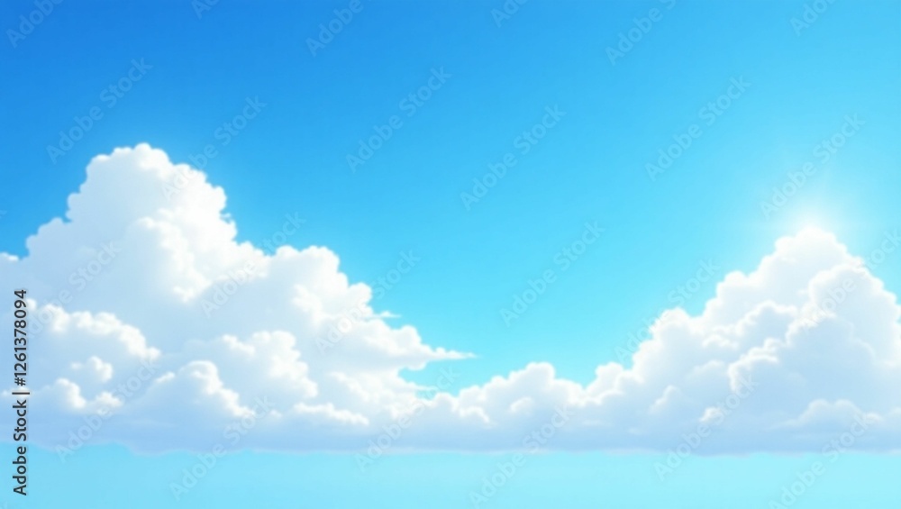 Obraz premium blue sky and clouds , Blue Sky with Towering White Cumulus Clouds 