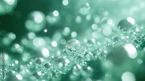 Wallpaper Mural Captivating view of water droplets reflecting light in a serene turquoise environment Torontodigital.ca