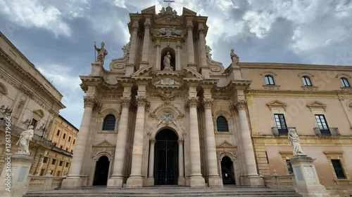 Facade of Cathedral of Syracuse, Sicily, Italy photo