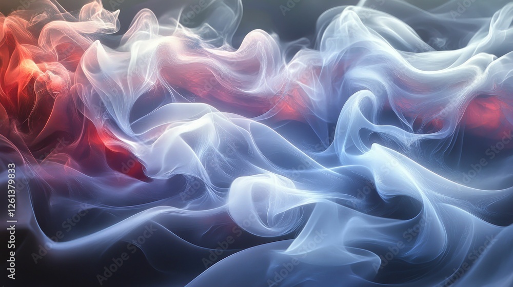 Obraz premium Ethereal blue red smoke swirls abstract art