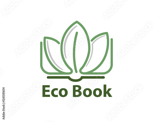 simple line eco book nature logo design template illustration