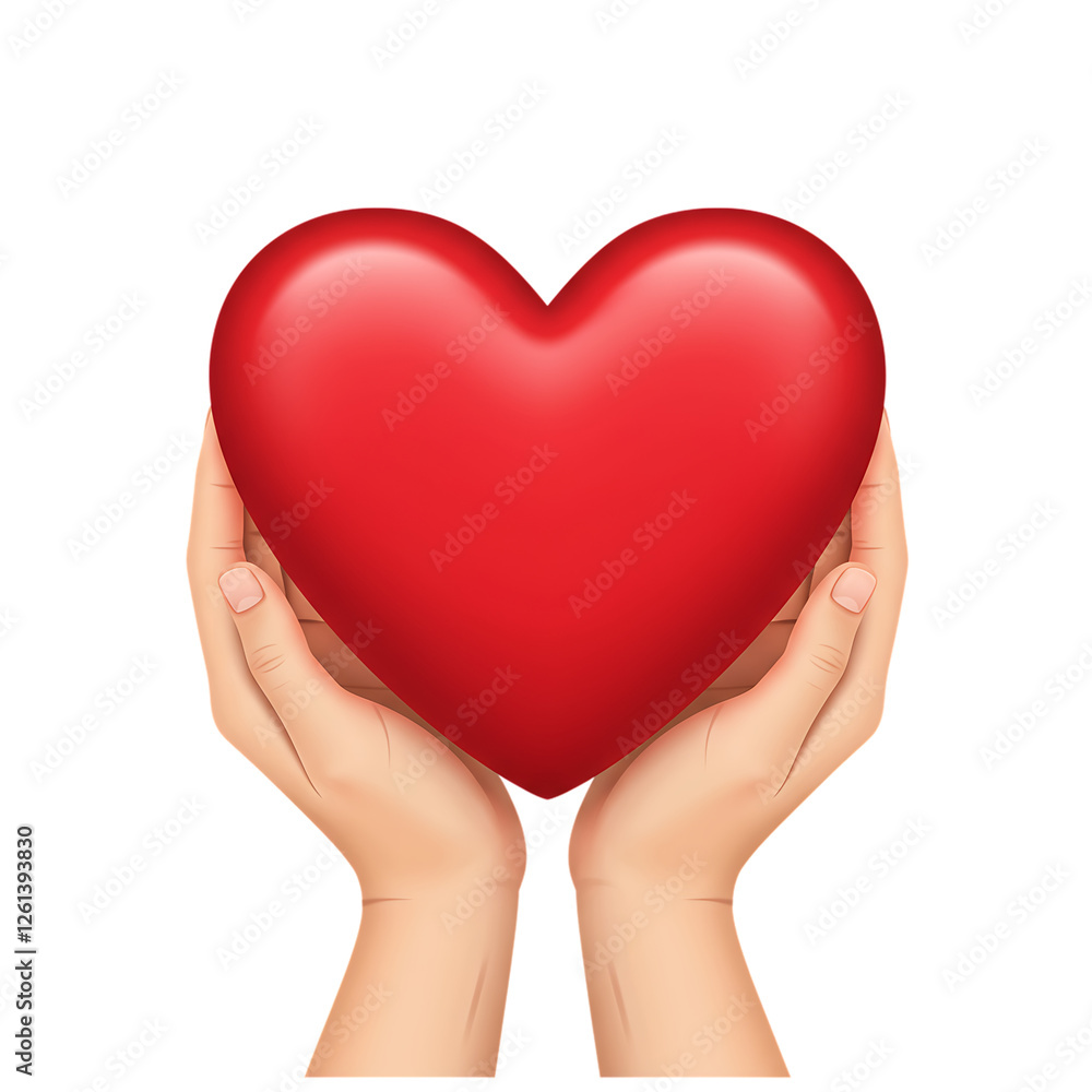 Two hands holding a red heart isolated on a transparent background. Charity. Valentine's Day. Vector illustration Two hands holding a red heart isolated on a transparent background. Charity. Valentine's Day. Vector illustration