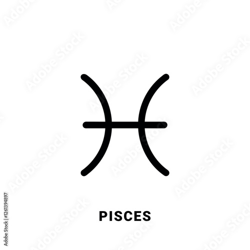 Pisces zodiac sign, black symbol, single vector design element