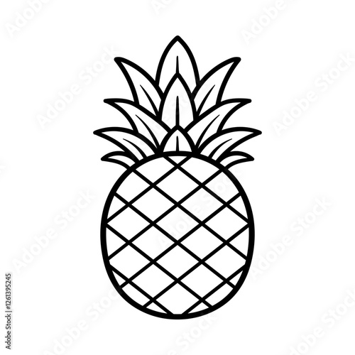 simple single pineapple cartoon isolated drawing line style sketch classic vintage design illustration