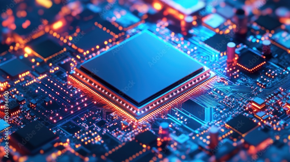 Obraz premium Tech CPU on Circuit Board Close-up