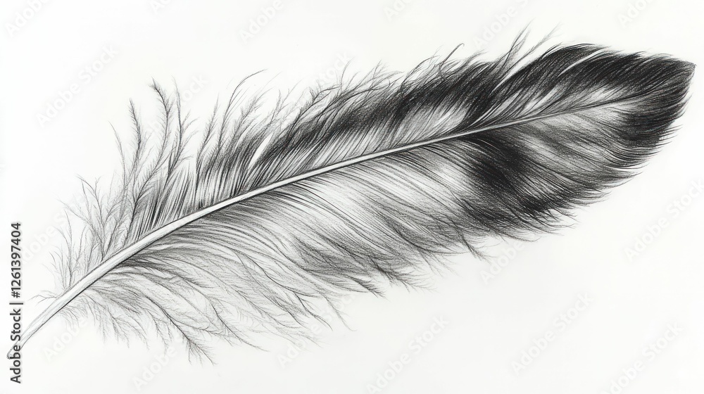 Obraz premium Elegant black feather detailed pencil sketch