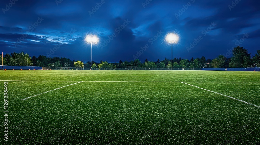 Fototapeta premium Friday Night Lights Football Field with Copy Space for Editorial Use