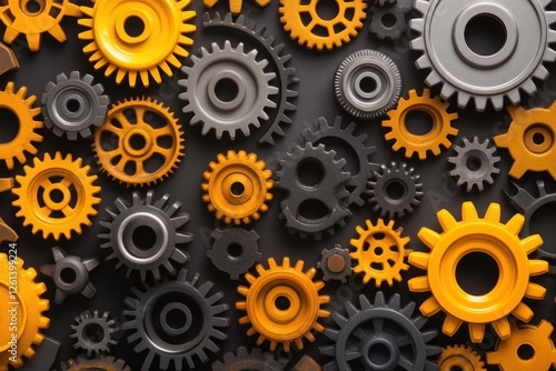 Wallpaper Mural A vibrant collection of gears in various sizes and colors, showcasing mechanical engineering and industrial design elements. Torontodigital.ca