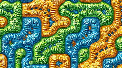 Wallpaper Mural Abstract Swirls Pattern Background Texture Design, Green Blue Orange Torontodigital.ca