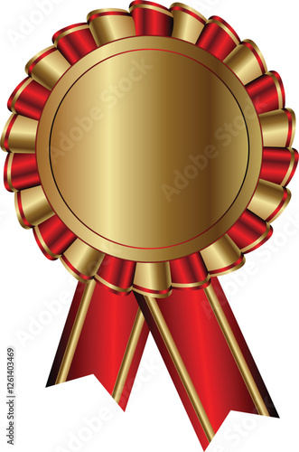 Gold award medal badge and ribbon eps on transparent background