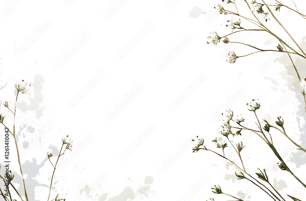 Obraz premium Delicate Watercolor Floral Frame With White Flowers