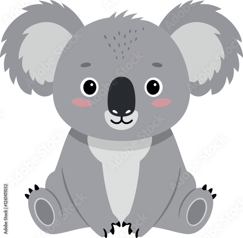 Cute and playful koala character in minimal flat design style vector art