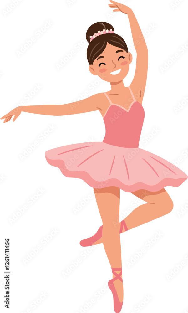 Ballerina in a graceful pose wearing a pink tutu with minimal design elements vector art Ballerina in a graceful pose wearing a pink tutu with minimal design elements vector art