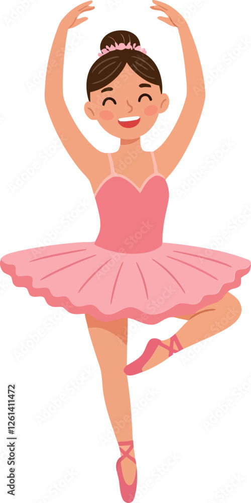 Ballerina performing graceful dance move in flat style vector art illustration showcasing fluid motion and joy Ballerina performing graceful dance move in flat style vector art illustration showcasing fluid motion and joy