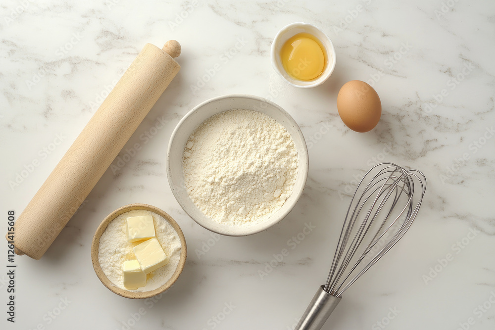 Baking ingredients on marble countertop (1) Baking ingredients on marble countertop (1)