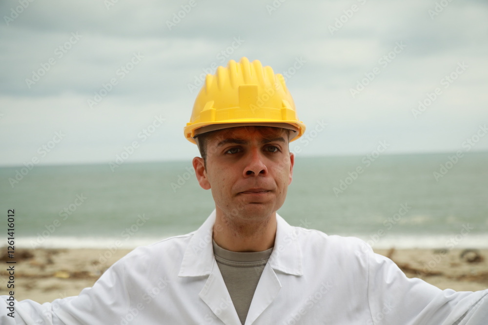 Engineer Angry About Bad Work Done By Workers Nervously Scolding Them On Beach Engineer Angry About Bad Work Done By Workers Nervously Scolding Them On Beach