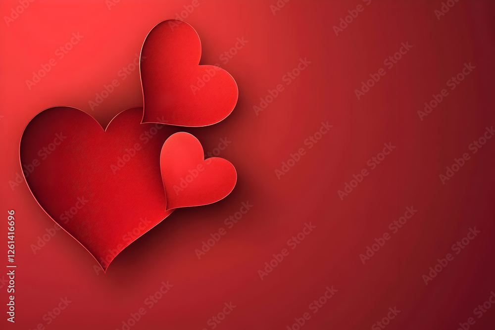 Minimalist Valentine's Day Paper Heart Design on a Red Background – Elegant and Simple Love-Themed Composition for Romantic Greeting Cards, Wedding Invitations, and Festive Holiday Celebrations
