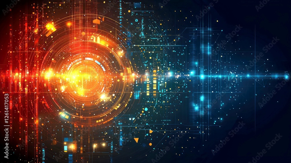 Fototapeta premium Abstract Digital Network: Exploring the Future of Technology and Global Communication through Futuristic Designs and Visualizations