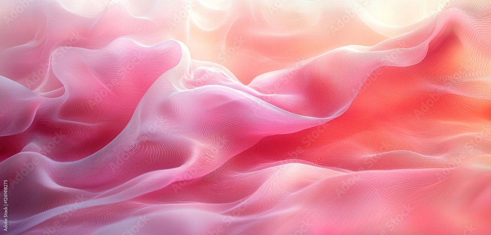 Fototapeta premium A swirly pink gradient background flowing into soft waves, evoking a dreamy and fluid motion