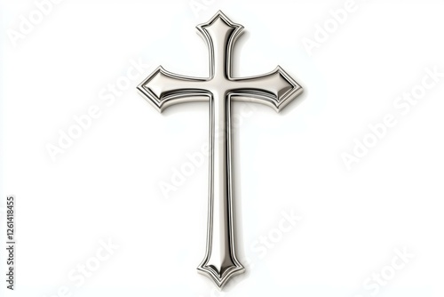 Silver cross with a white background photo