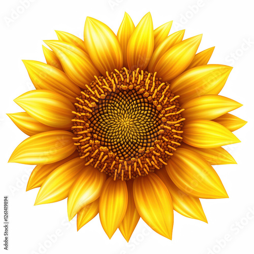 Vibrant sunflower with detailed petals and intricate center pattern isolated on transparent background. Generative Ai.