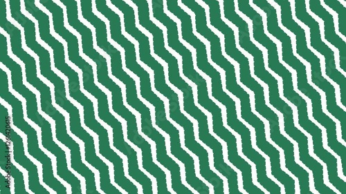 Green and White Wavy Zigzag Pattern