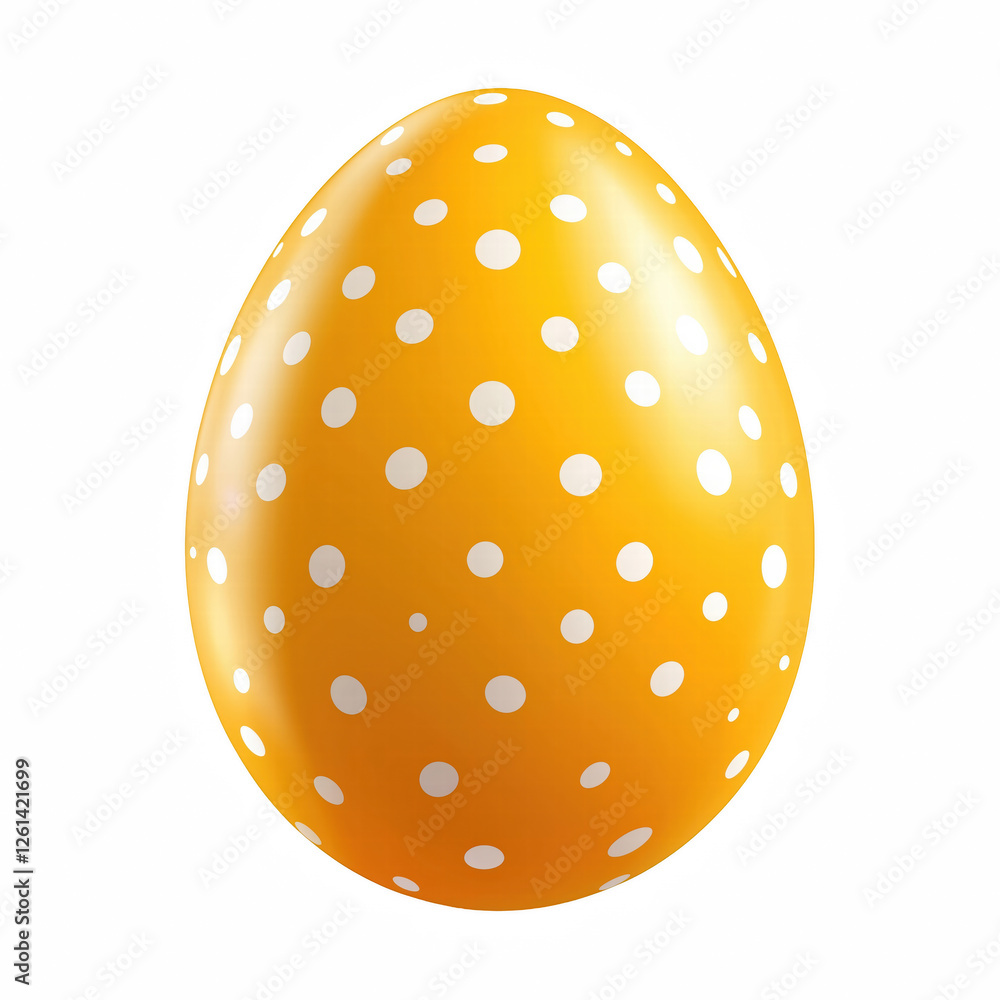 Bright yellow Easter egg with white polka dots isolated on transparent background. Generative Ai. Bright yellow Easter egg with white polka dots isolated on transparent background. Generative Ai.