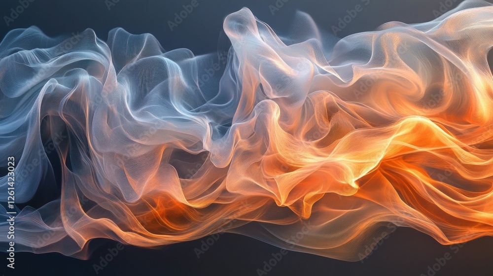 Abstract orange blue flowing fabric waves Abstract orange blue flowing fabric waves