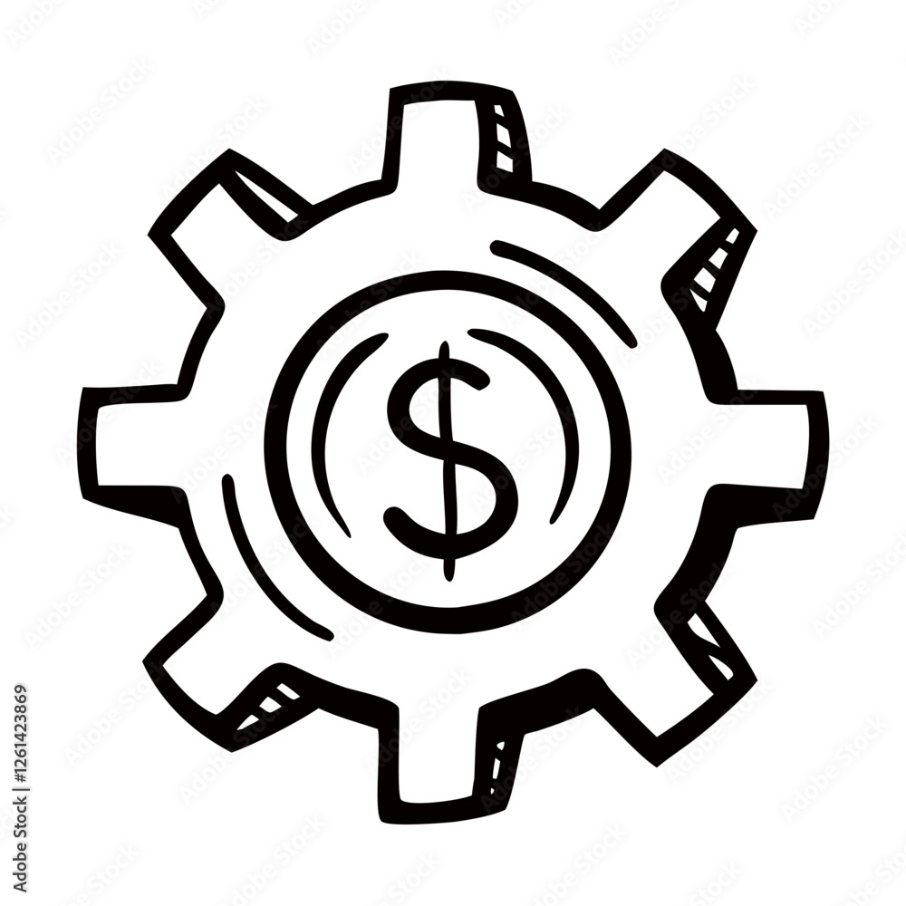 Dollar sign in a gear illustration Dollar sign in a gear illustration