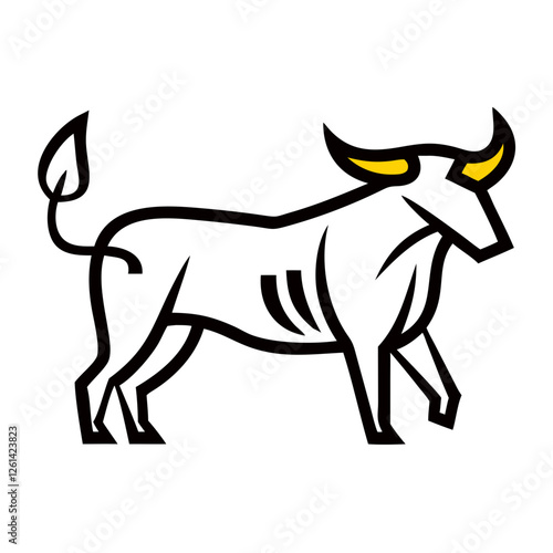 Stylized bull illustration in black and yellow photo