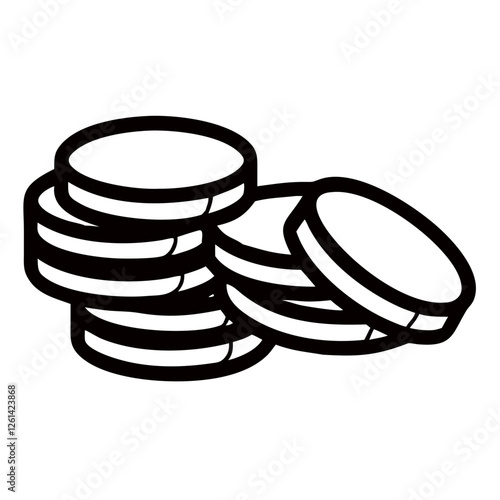 Stack of coins in a simple black outline design