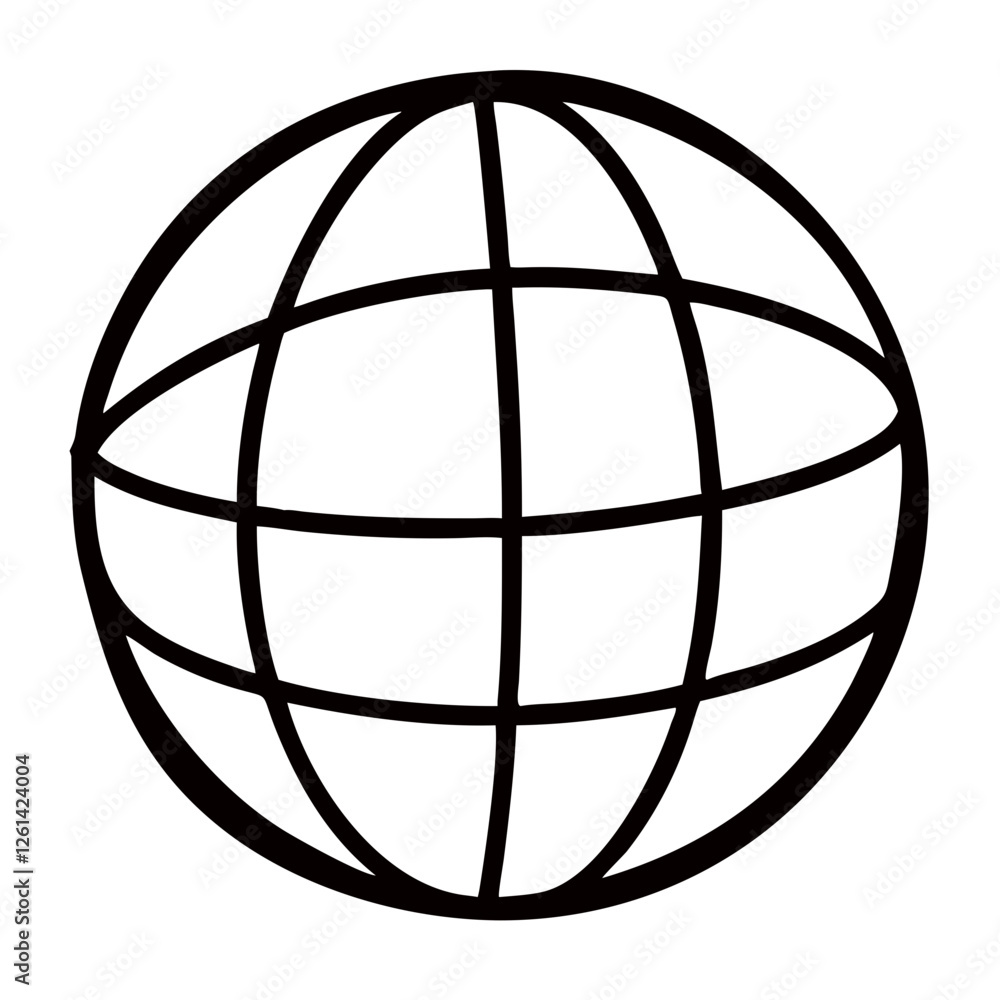 Globe illustration with grid lines on a white background Globe illustration with grid lines on a white background