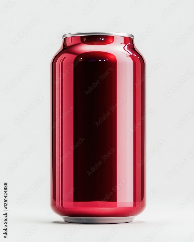 Fototapeta premium Shiny Aluminum Red Soda Can Isolated on Pure White Background, High-Resolution Product Shot