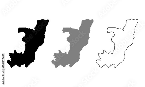 congo map illustration isolated on background. map in black, gray, and outlines	