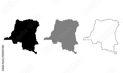 DR congo map illustration isolated on background. map in black, gray, and outlines	