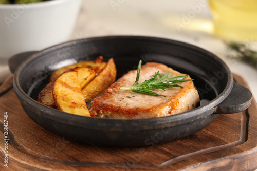 Grilled pork chop with roas...
