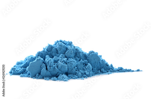 Blue pigment on white background