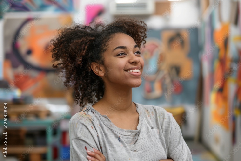 Young African American female volunteer at community center Young African American female volunteer at community center