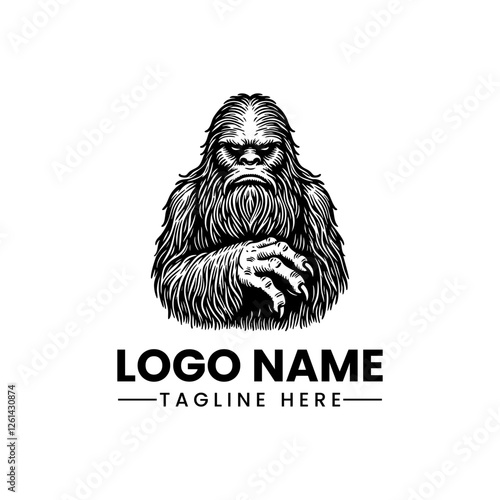 Yetty vector logo hand draw sasquatch simple vector logo illustration emblem logo Monochrome